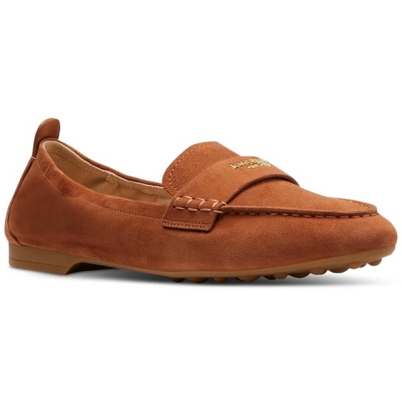 Kate Spade Eliza Sandlewood Suede Loafer Brown Tan Leather Almond Toe Flat Shoes - Picture 8 of 14